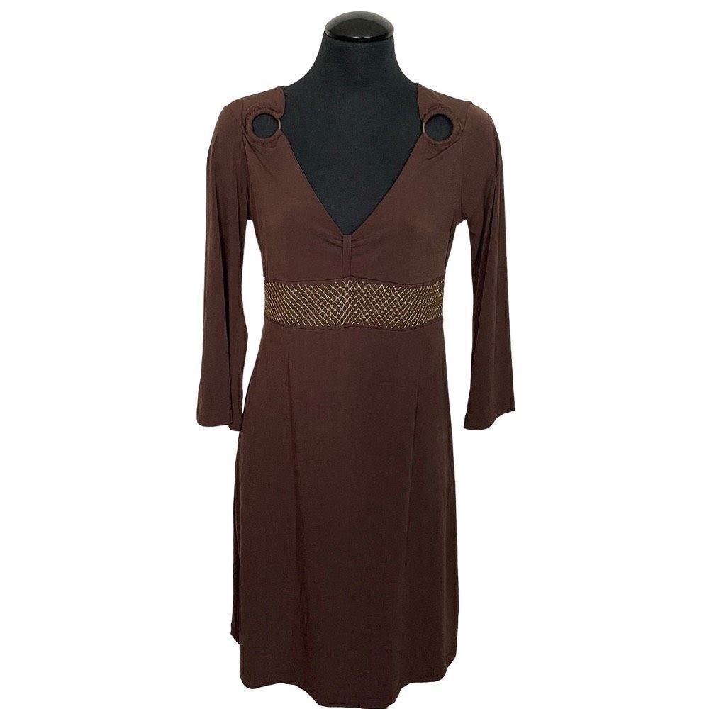 BCBGMaxAzria Brown‎ Y2K Midi Dress - Women’s S